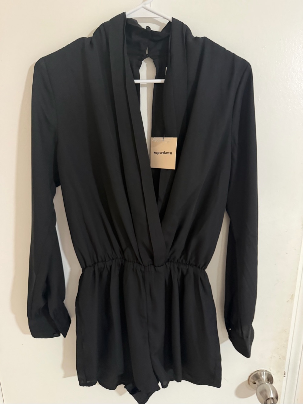 Superdown Black Long-Sleeve Romper